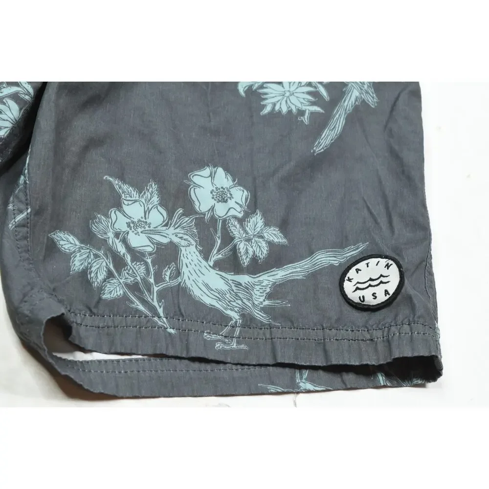 KATIN Board Shorts Mens 30 Gray Blue Floral Drawstring 8